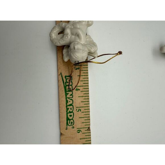 Vintage Ceramic Christmas ANGEL Cherub White Hang Ornaments - Picture 5 of 5